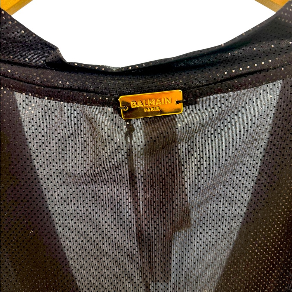 BALMAIN***Black Over-Sized Sheer V-Neck Tunic***Small $785 - Picture 3 of 7